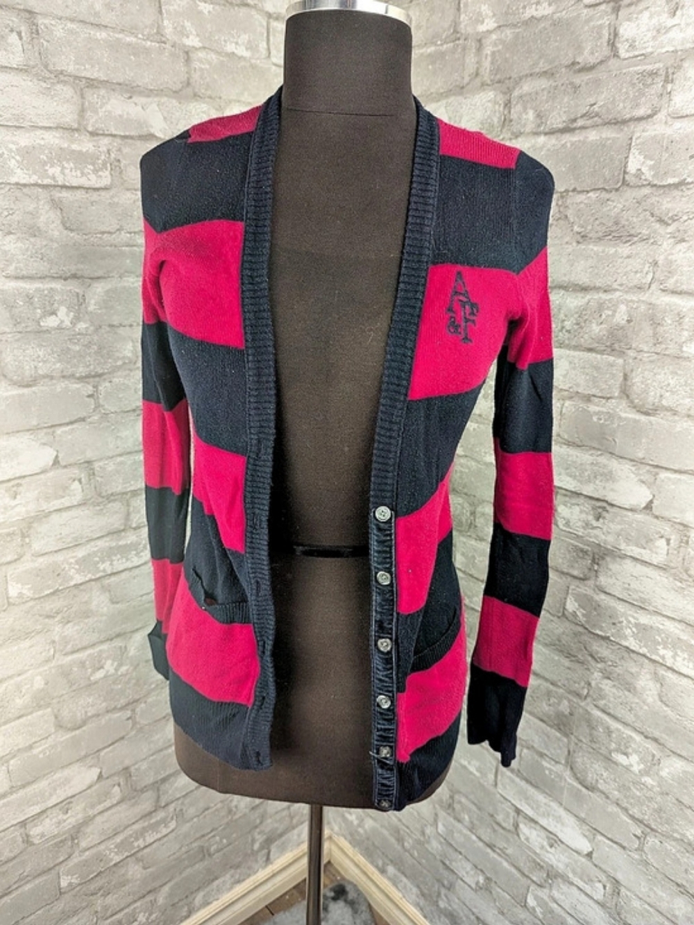 Vintage Abercrombie & Fitch Color Block Cardigan Pink & Black Size Medium